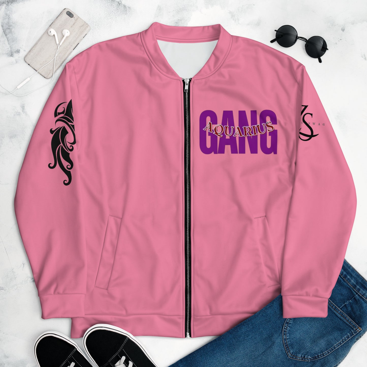 Aquarius Unisex Bomber Jacket - Pink