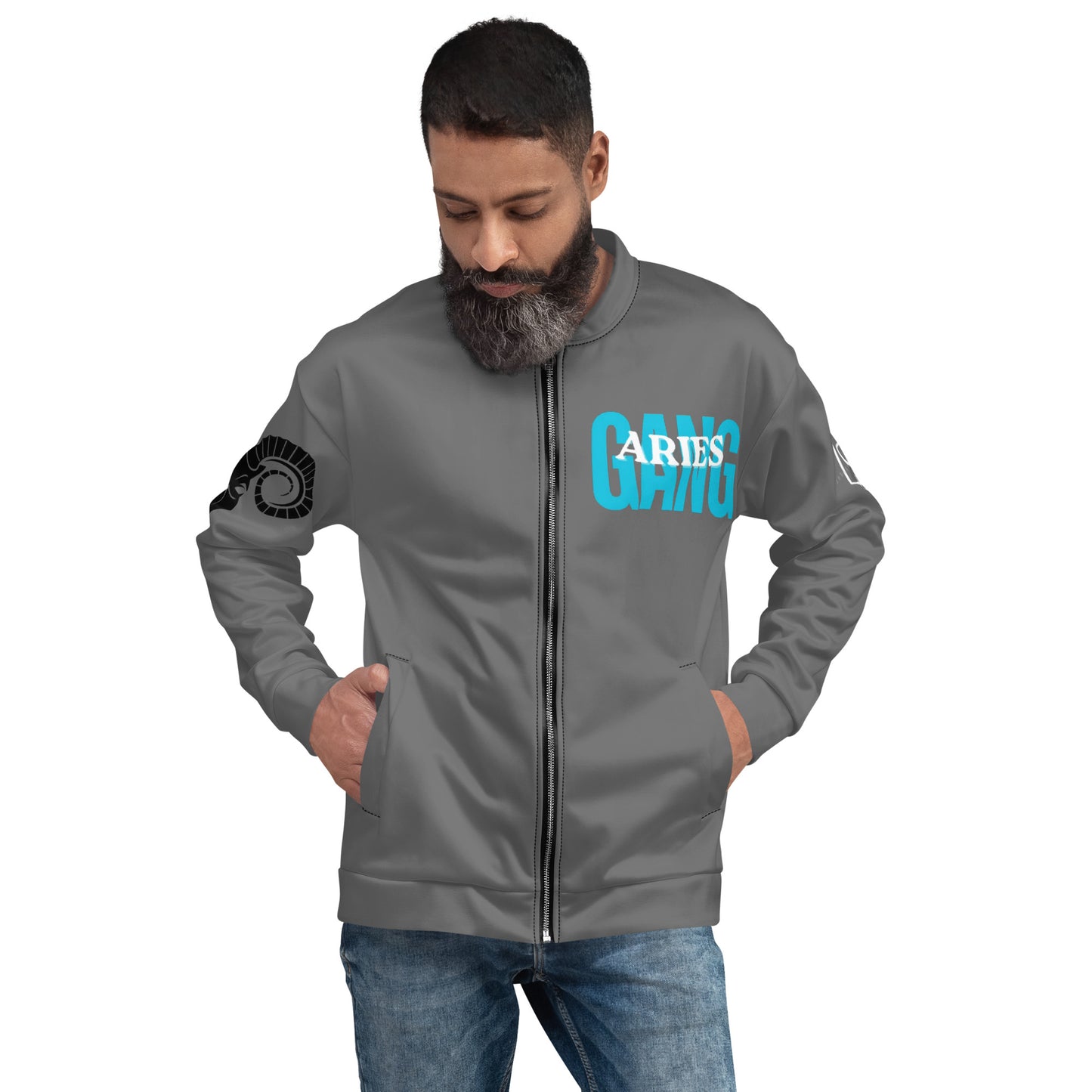 Aries Unisex Bomber Jacket - Grey