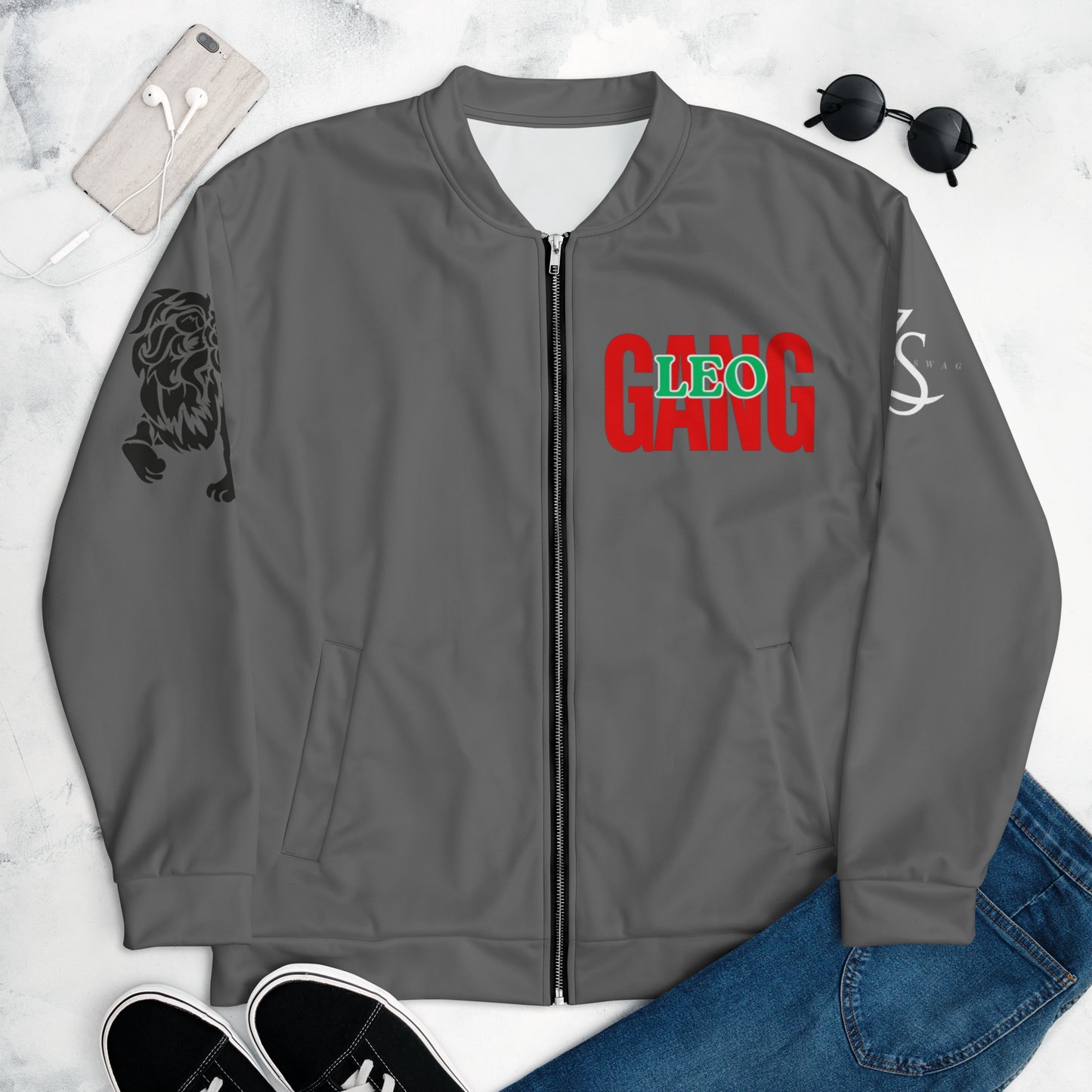 Leo Unisex Bomber Jacket - Grey