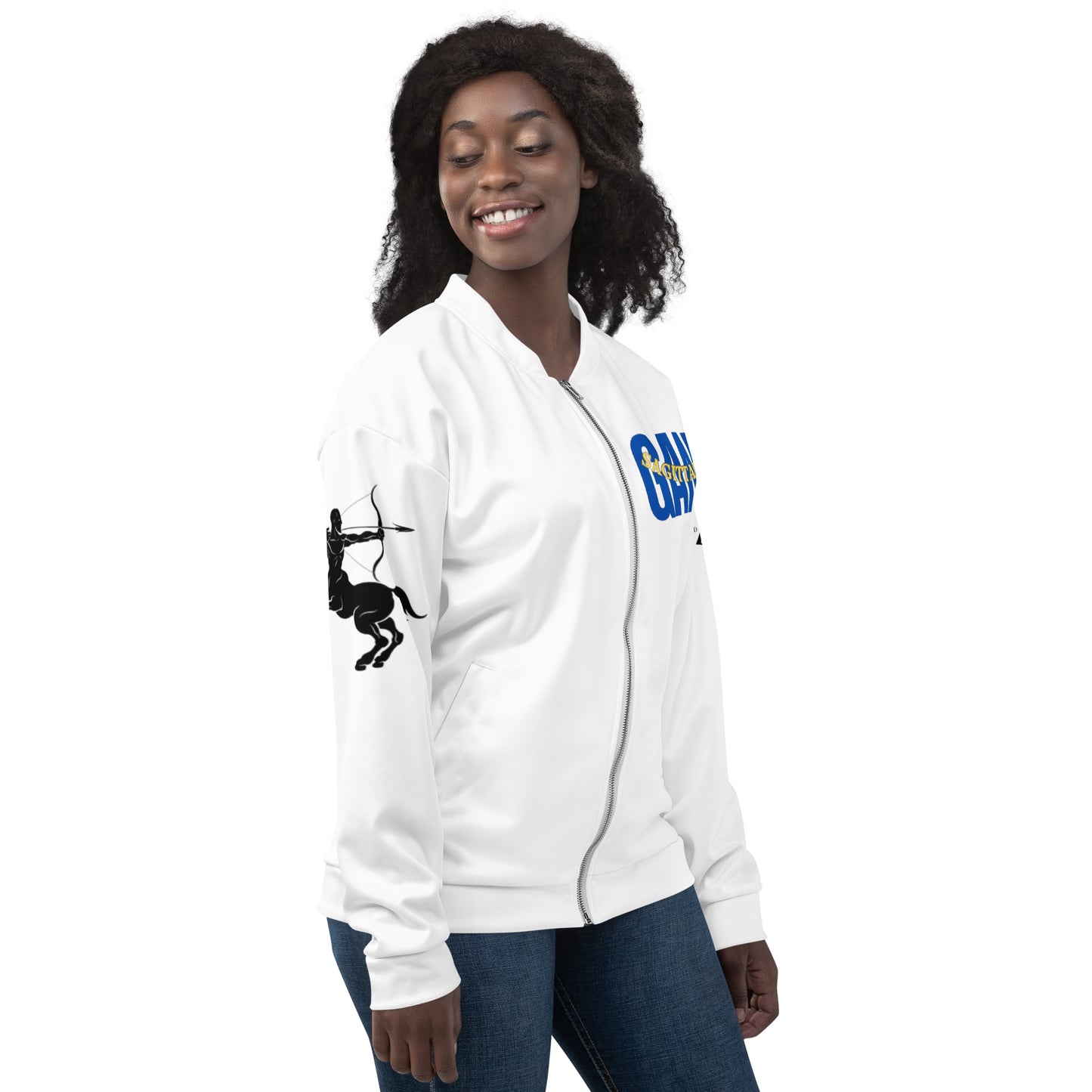 Sagittarius Unisex Bomber Jacket - White